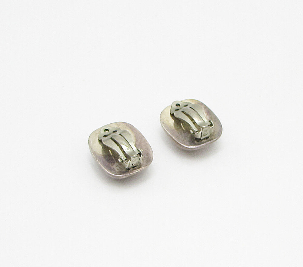 ZINA 925 Sterling Silver  Vintage Dome Button Design Clip On Earrings  EG1981