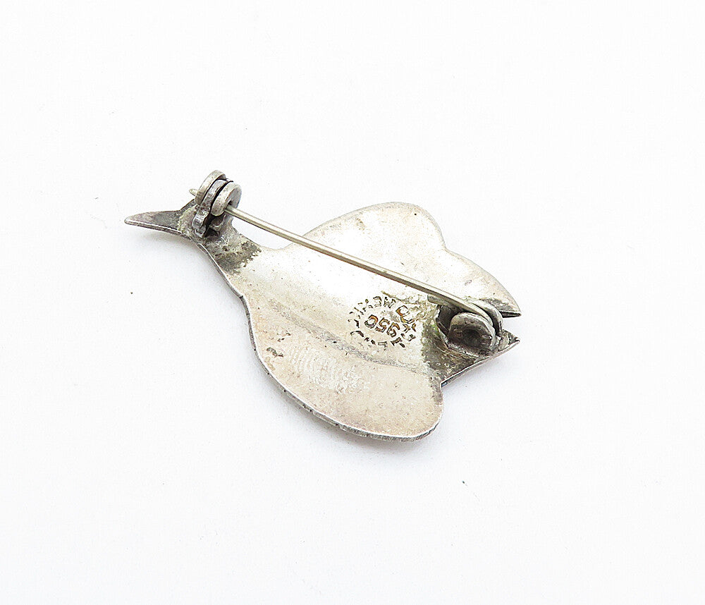 TAXCO MEXICO 925 Silver  Vintage Abalone Shell Fish Motif Brooch Pin  BP2154