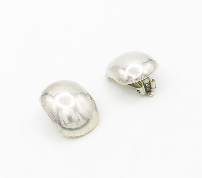 MEXICO 925 Sterling Silver  Vintage Shiny Smooth Non Pierce Earrings  EG8057