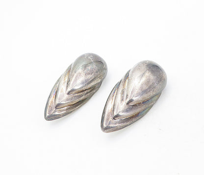 925 Sterling Silver  Vintage Dark Tone Pointed Dome Non Pierce Earrings EG4217