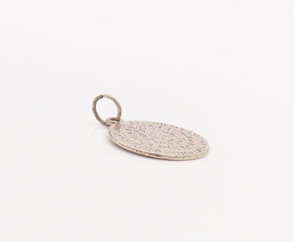 925 Sterling Silver Vintage Pendant Solid Etched Greek Letters Coin  PT23216