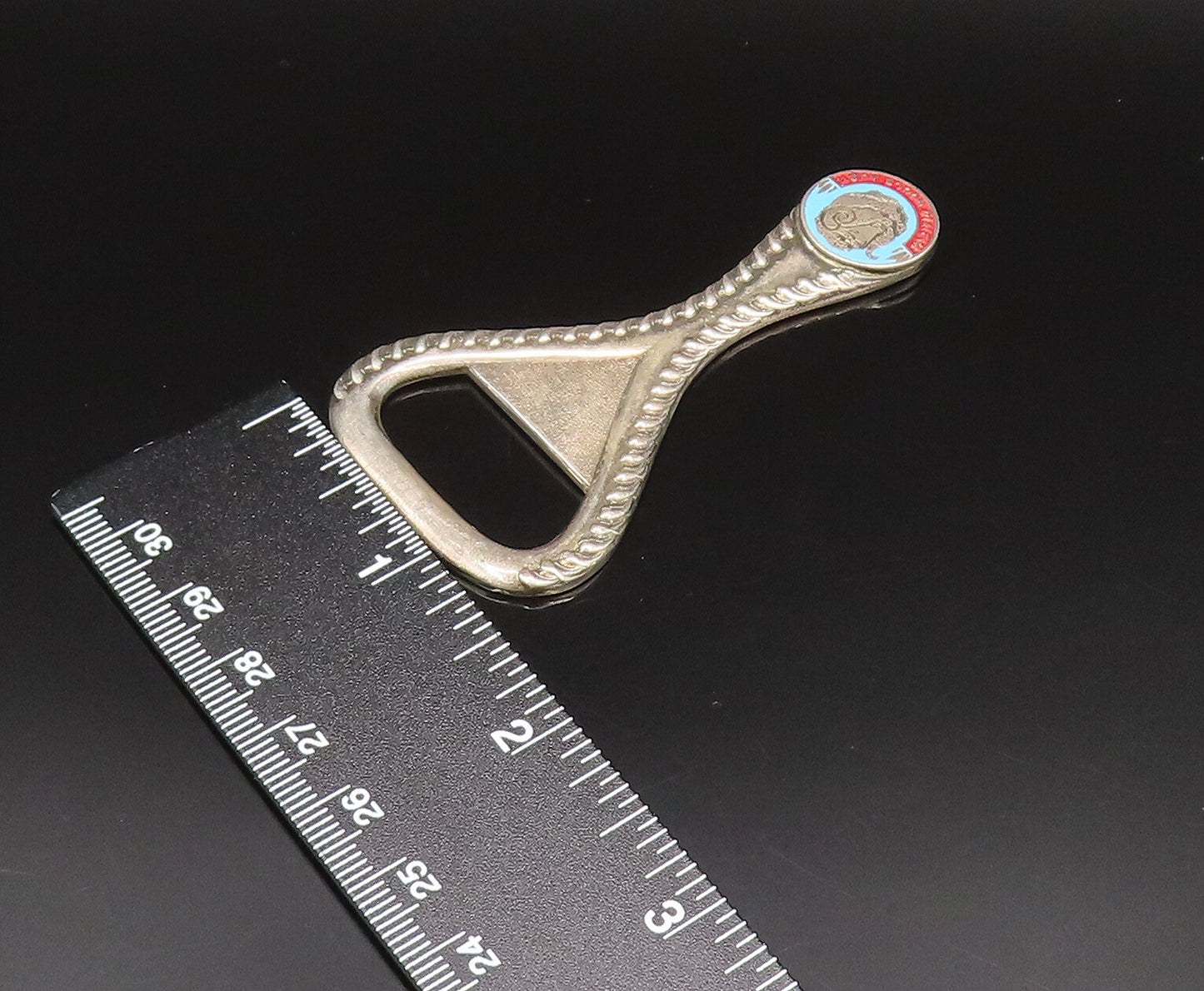 AUSTRALIA 925 Silver  Vintage Ribbed Edge Enamel Souvenir Bottle Opener TR3369