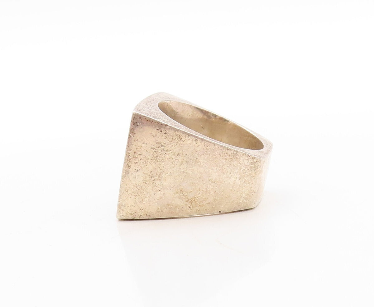 925 Sterling Silver Vintage Ring Designer Solid Large Rectangle   Sz 6.5 RG31447