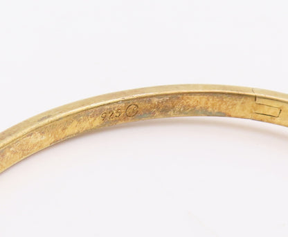 925 Sterling Silver Vintage Bracelet Gold Plated Real Diamonds Inlay  BT10606