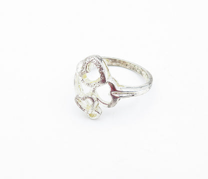 925 Sterling Silver  Vintage Graduated Open Love Hearts Band Ring Sz 8  RG3715