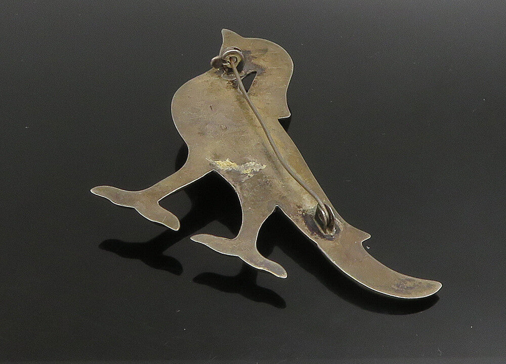 MEXICO 925 Sterling Silver  Vintage Dark Tone Hollow Bird Brooch Pin  BP9052