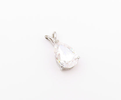 925 Sterling Silver  Vintage Shiny Pear Shape Cubic Zirconia Pendant  PT19752