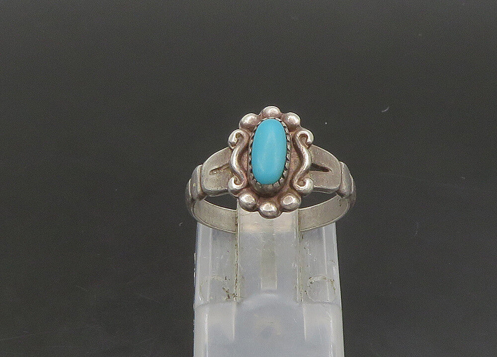 POST BELL 925 Sterling Silver  Vintage Turquoise Swirl Band Ring Sz 5  RG23592