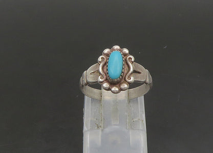 POST BELL 925 Sterling Silver  Vintage Turquoise Swirl Band Ring Sz 5  RG23592