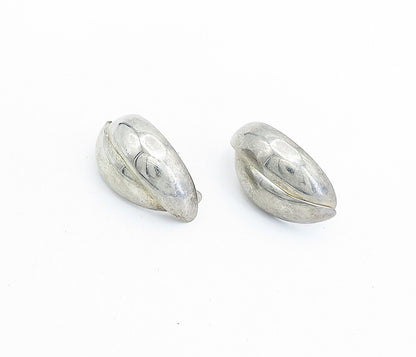 925 Sterling Silver  Vintage Dark Tone Pointed Curved Drop Earrings  EG2273