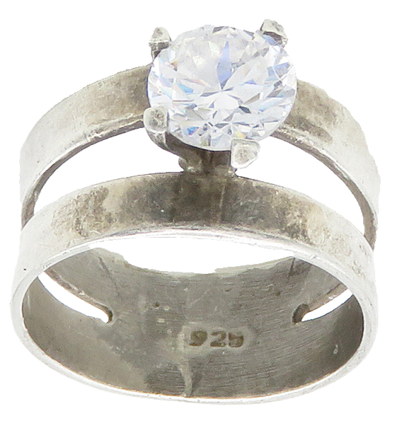 925 Sterling Silver  Prong Set Cubic Zirconia Solitaire Ring Sz 6  RG15524