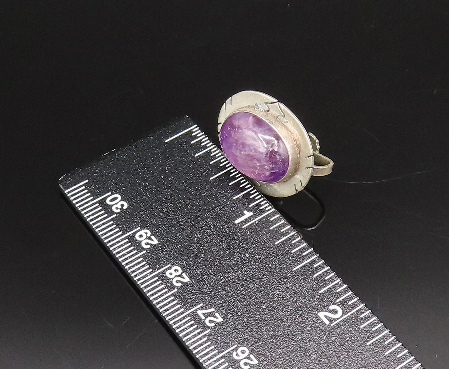 CASTILLO 925 Silver  Vintage Etched Frame Amethyst Screw Back Earrings EG12190