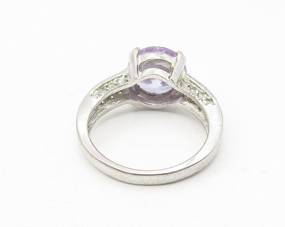 925 Sterling Silver  Purple Cubic Zirconia Solitaire Accent Ring Sz 7  RG11332