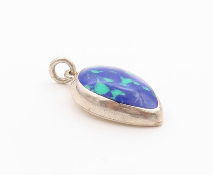 925 Sterling Silver Vintage Pendant Solid Gemstone Tear Drop Shape Charm PT24991