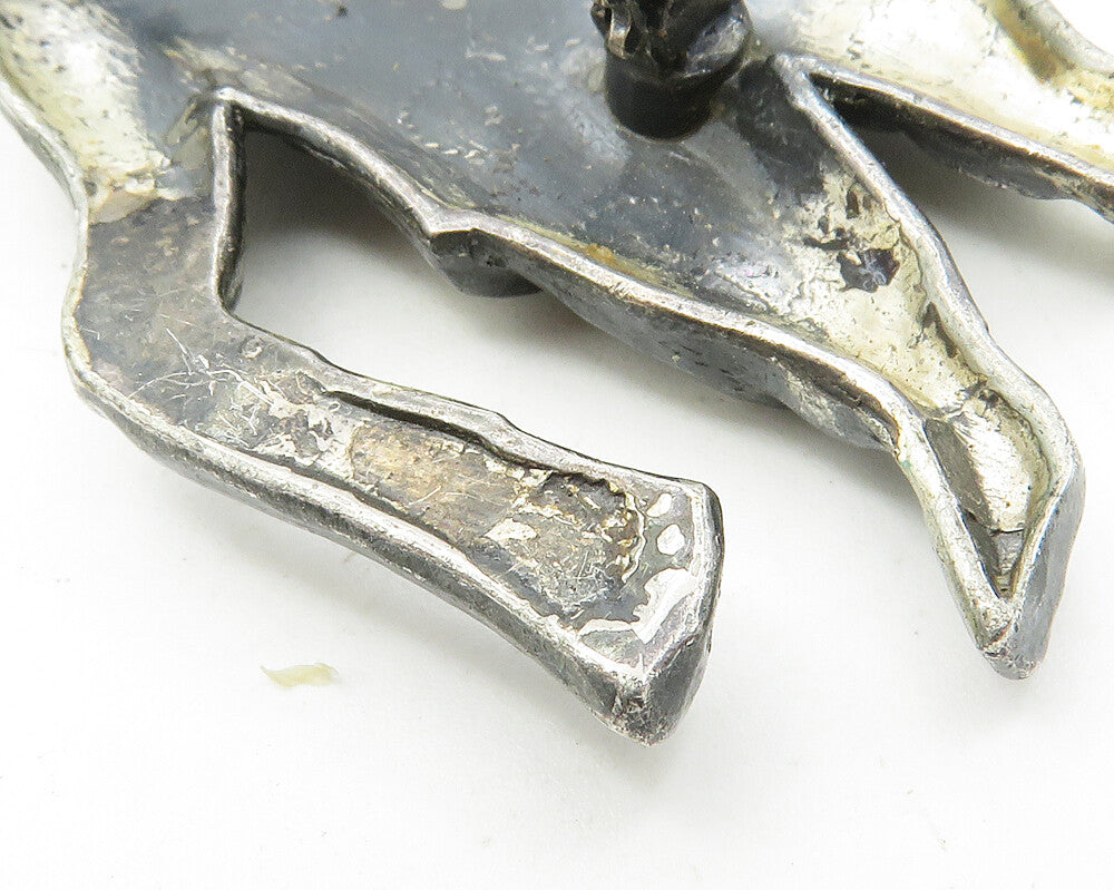 925 Sterling Silver  Vintage Oxidized Etched Woman Figure Brooch Pin  BP3931