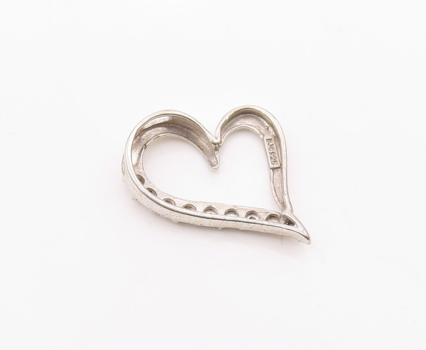925 Sterling Silver  Genuine Diamonds Open Floral Love Heart Pendant  PT7926