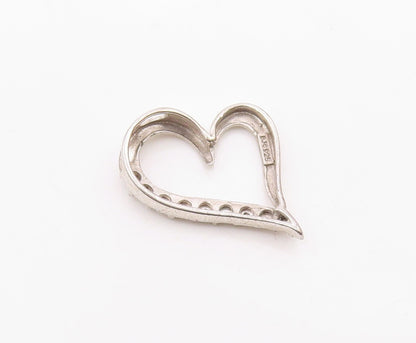 925 Sterling Silver  Genuine Diamonds Open Floral Love Heart Pendant  PT7926