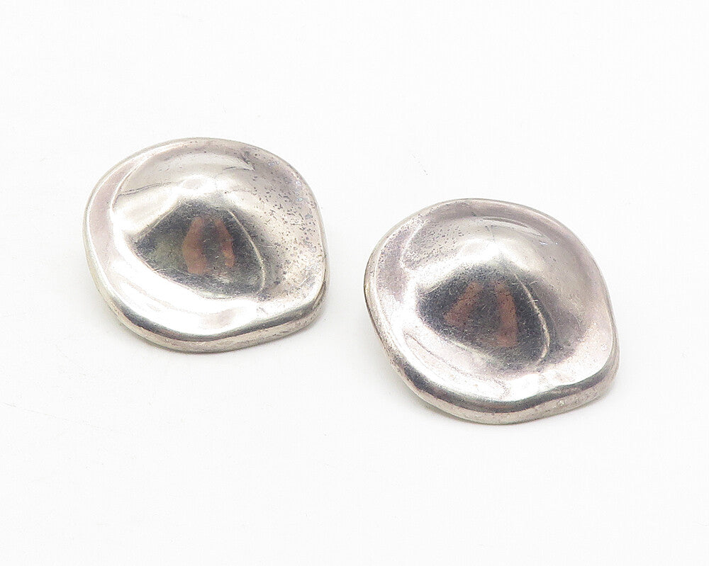 MEXICO 925 Sterling Silver  Vintage Smooth Hollow Non Pierce Earrings  EG6267