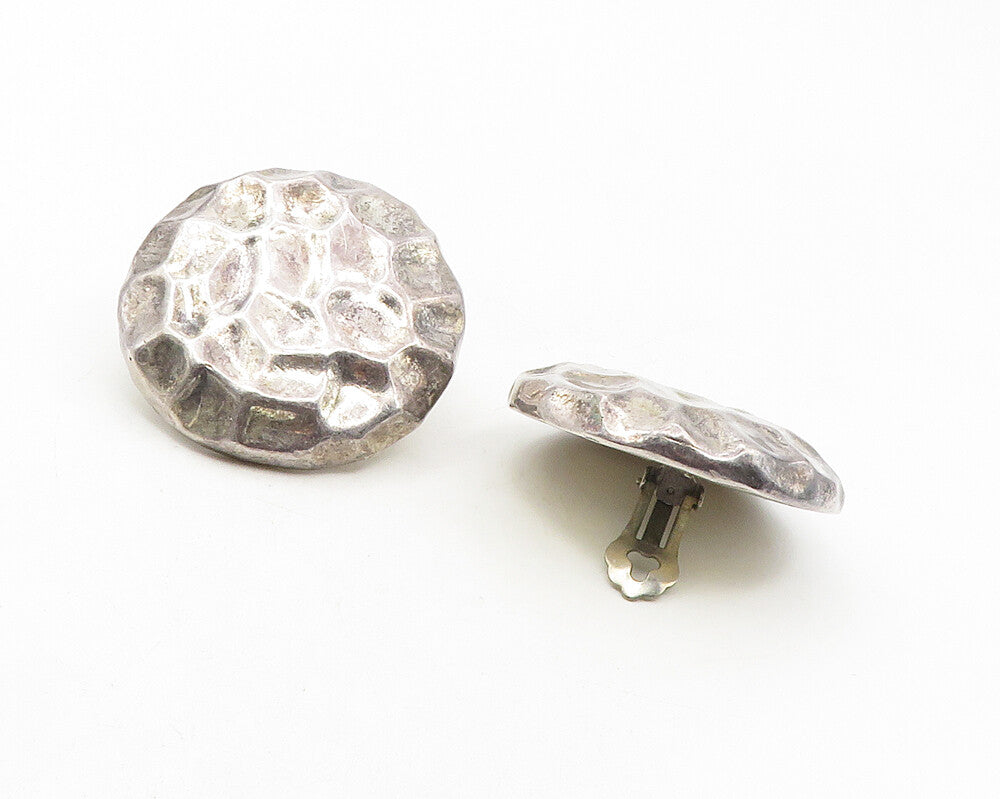 DESIGNER 925 Silver  Vintage Large Sculpted Hollow Non Pierce Earrings  EG5207