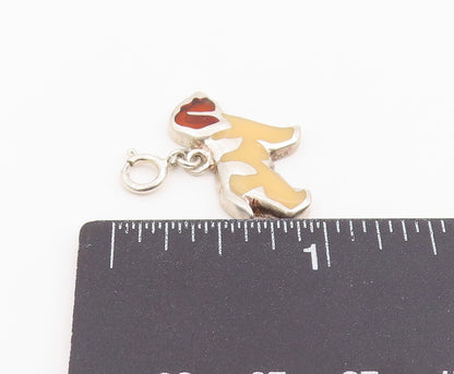 925 Sterling Silver Vintage Pendant Enameled Saint Bernard Dog Charm  PT25981