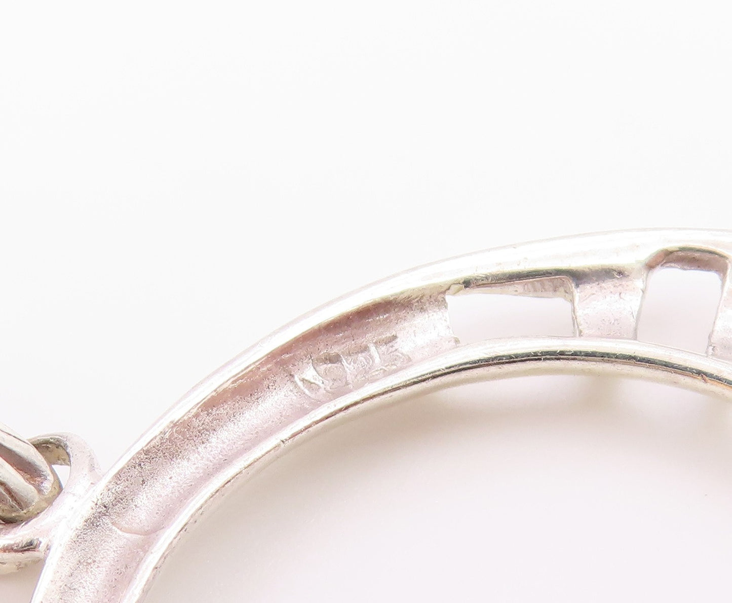 925 Sterling Silver  Vintage Shiny Cutout Open Circle Drop Pendant  PT19723