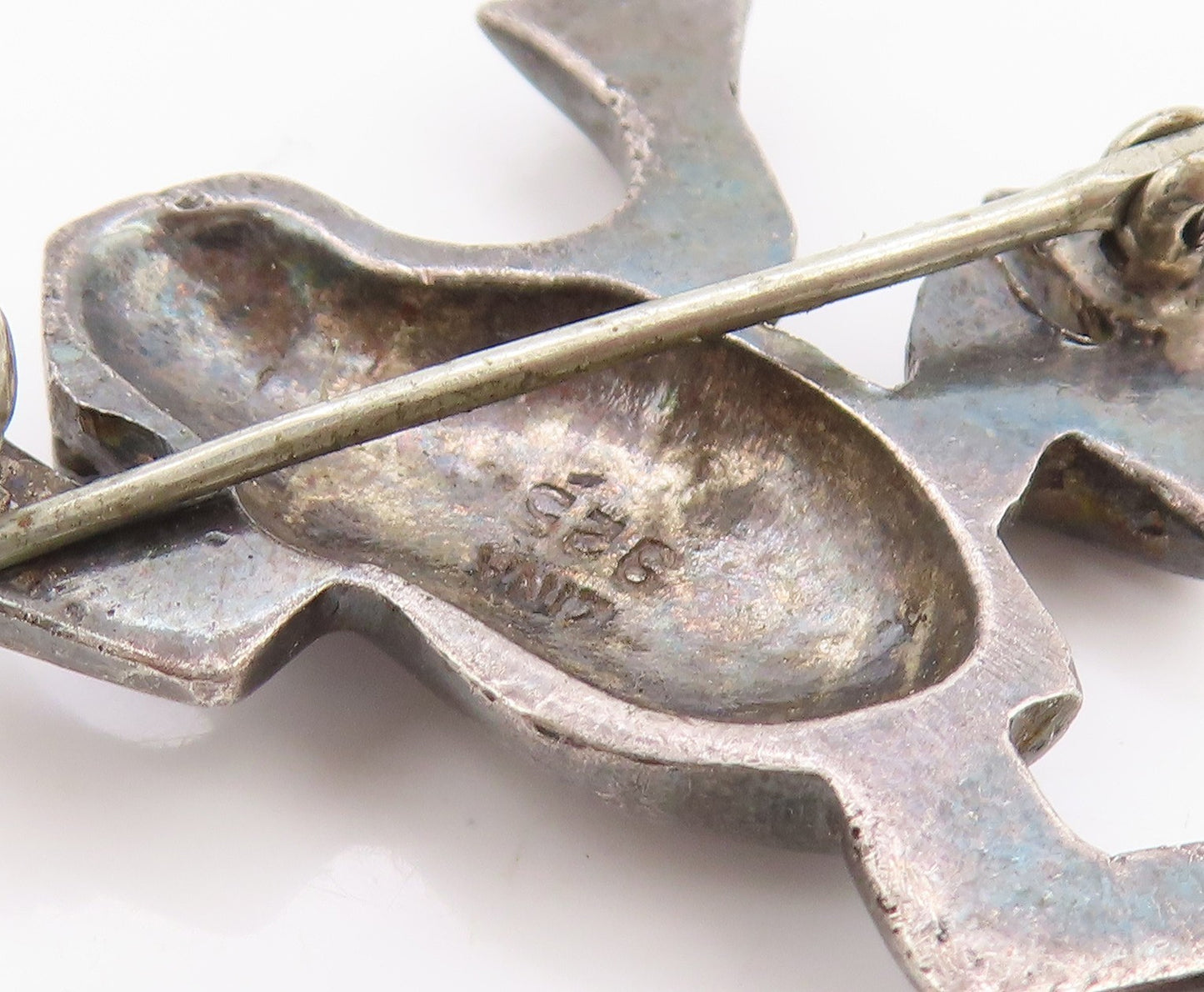 925 Sterling Silver Vintage Brooch ZINA Dark Tone Leaping Frog Charm  BP11865