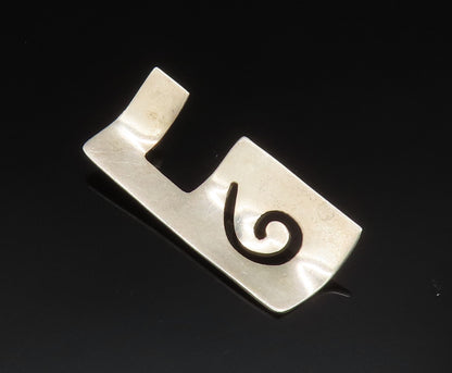 925 Sterling Silver  Vintage Spiral Cut Out Linear Concave Pendant  PT20478