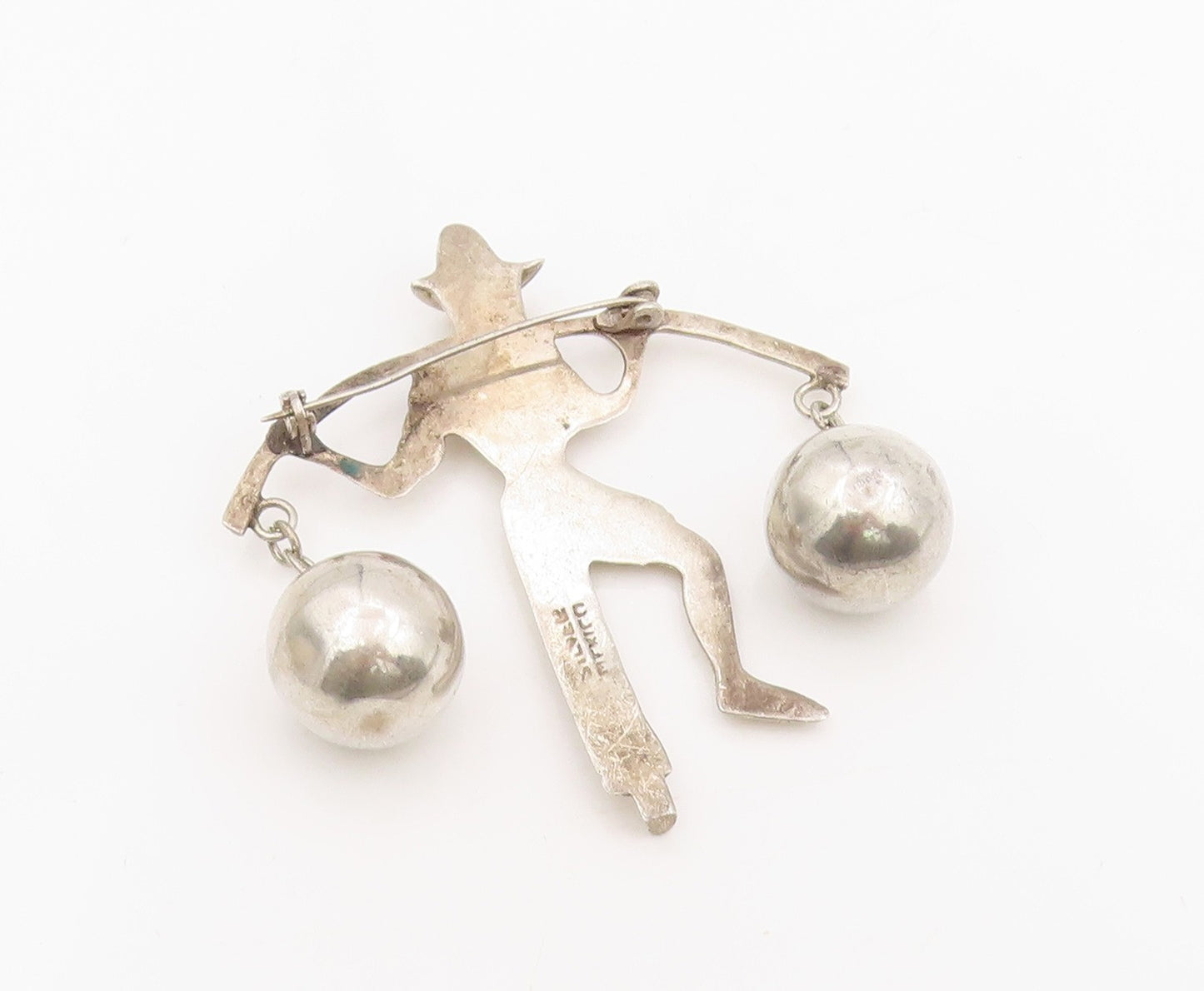 925 Sterling Silver Vintage Brooch MEXICO Man Carrying Water Jugs Pin  BP12083