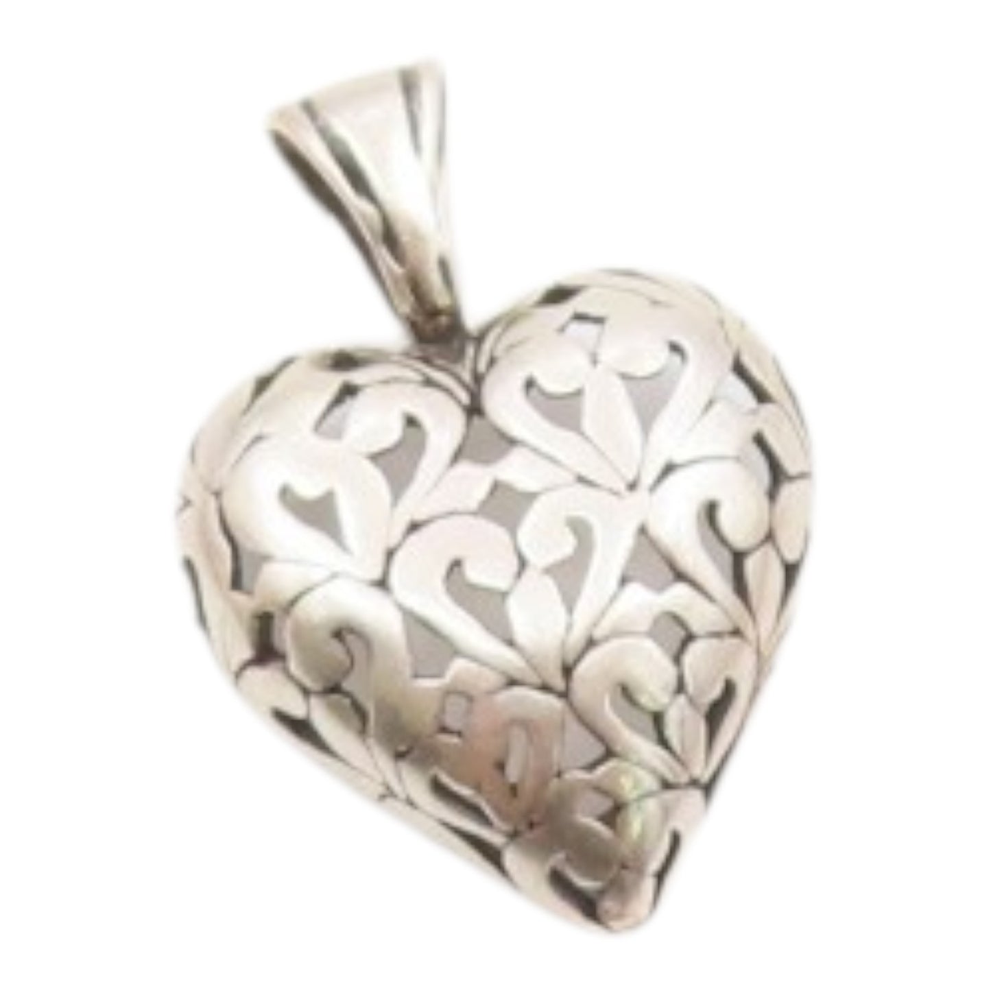 JEZLAINE 925 Sterling Silver  Vintage Swirl Love Heart Dome Pendant  PT17044