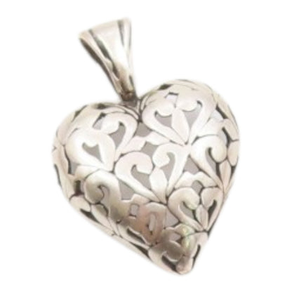 JEZLAINE 925 Sterling Silver  Vintage Swirl Love Heart Dome Pendant  PT17044
