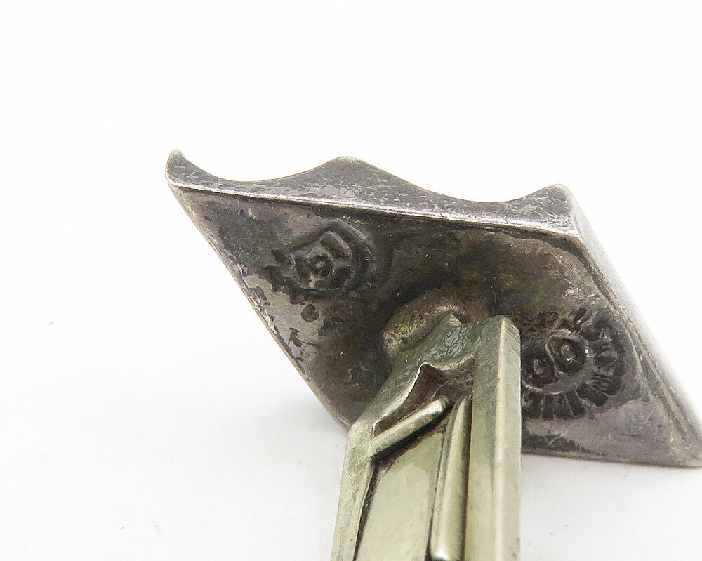 MEXICO 925 Sterling Silver  Vintage Dark Tone Diamond Shaped Cufflinks  TR2456