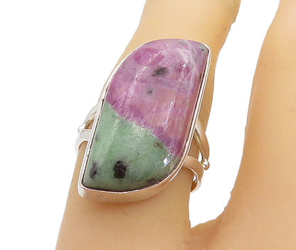925 Sterling Silver  Cabochon Cut Gemstone Shiny Cocktail Ring Sz 7  RG8508
