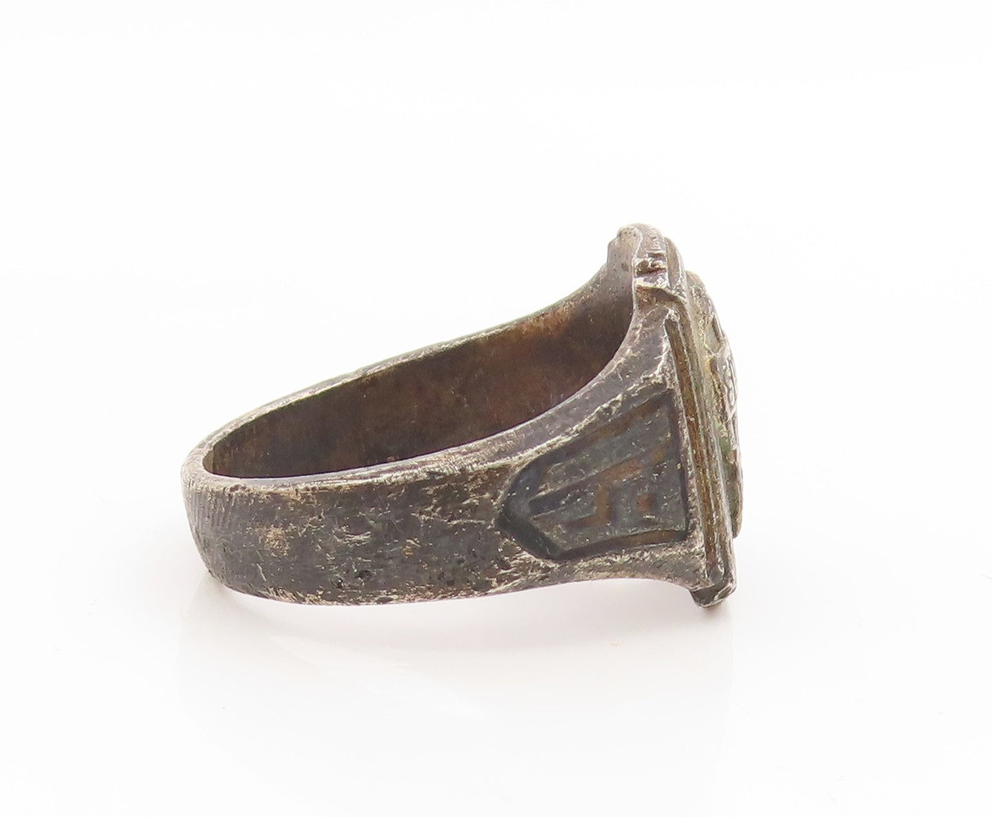 925 Sterling Silver Vintage Ring Antique Summer Shield Band  Sz 11  RG34707