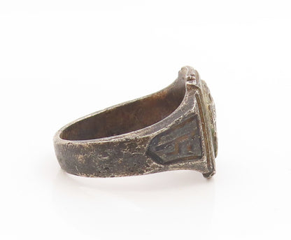 925 Sterling Silver Vintage Ring Antique Summer Shield Band  Sz 11  RG34707