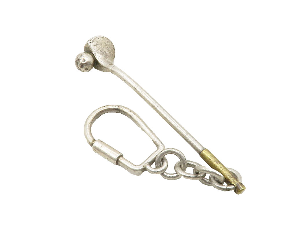 MEXICO 925 Sterling Silver  Vintage 2 Tone Golf Club Sports Key Chain  TR1896