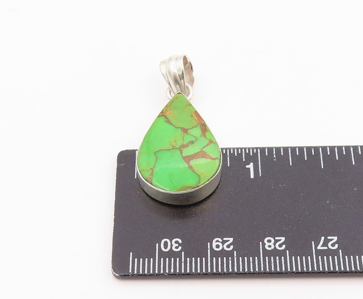 925 Sterling Silver Vintage Pendant Cabochon Turquoise Teardrop Charm  PT26245