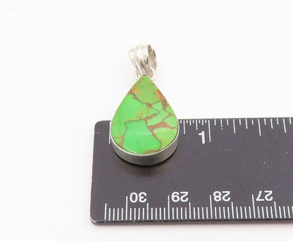 925 Sterling Silver Vintage Pendant Cabochon Turquoise Teardrop Charm  PT26245