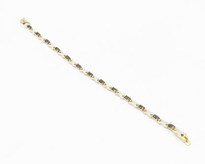 925 Sterling Silver  Sapphire Shiny Two Tone Infinity Chain Bracelet  BT5309