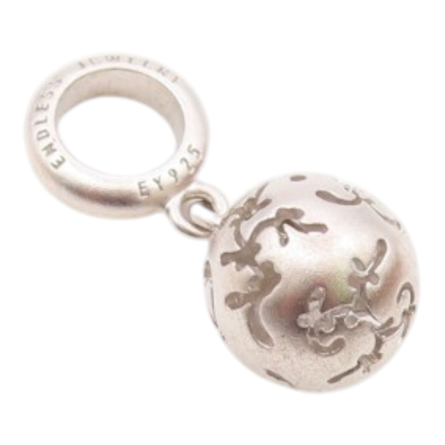 925 Sterling Silver Vintage Swirl Cutout Sphere Ornament Charm Pendant PT20659