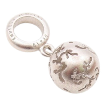 925 Sterling Silver Vintage Swirl Cutout Sphere Ornament Charm Pendant PT20659