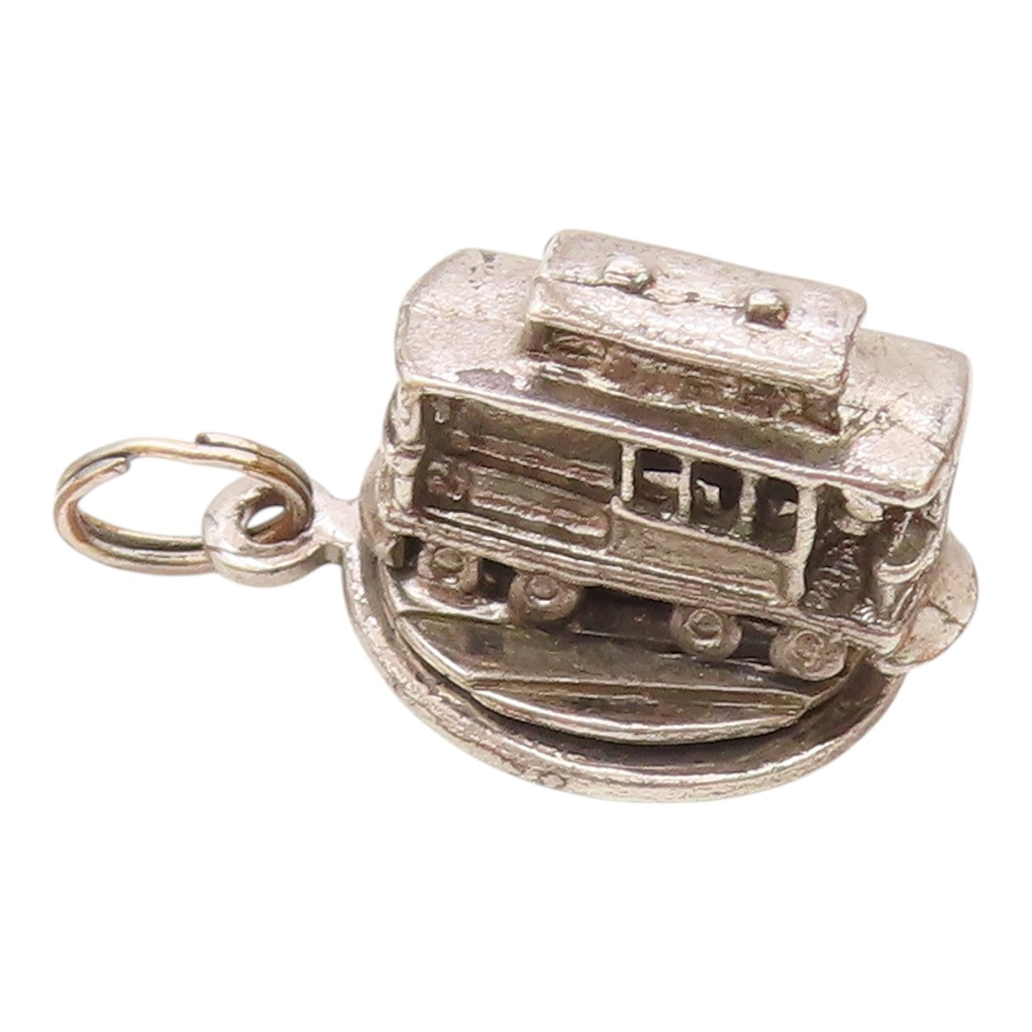 925 Sterling Silver  Vintage San Francisco Trolley Cable Car Pendant  PT18233