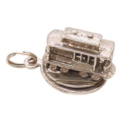 925 Sterling Silver  Vintage San Francisco Trolley Cable Car Pendant  PT18233