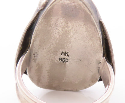 925 Sterling Silver Vintage Ring EUROPEAN Amorphas Crazy Lace Agate Sz 7 RG32663