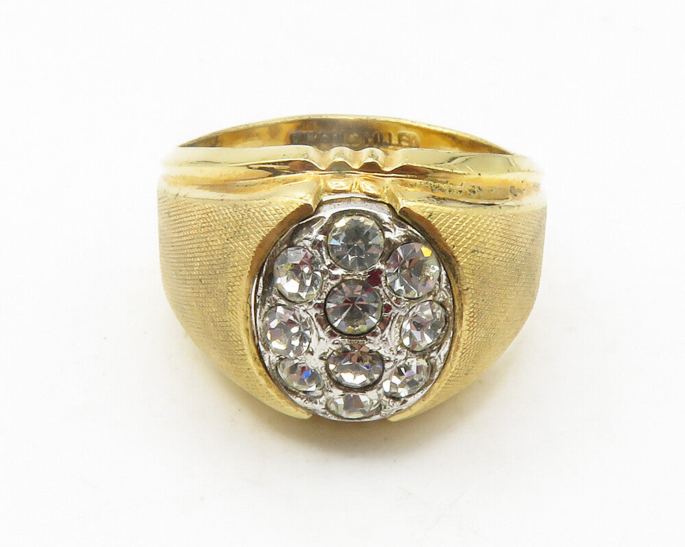CLARK & COOMBS 925 Silver  Cubic Zirconia Gold Plated Band Ring Sz 9  RG11783
