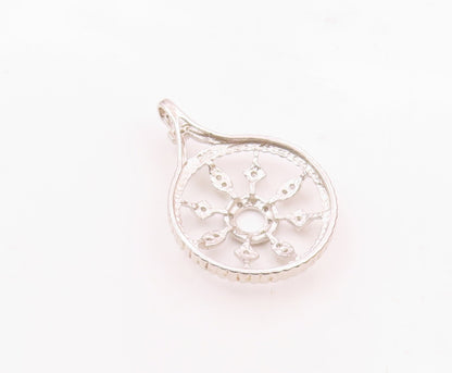 925 Sterling Silver  Vintage Genuine Diamonds Snowflake Motif Pendant  PT19468