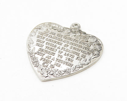 925 Sterling Silver  Vintage To My Wife Floral Love Heart Pendant  PT9271