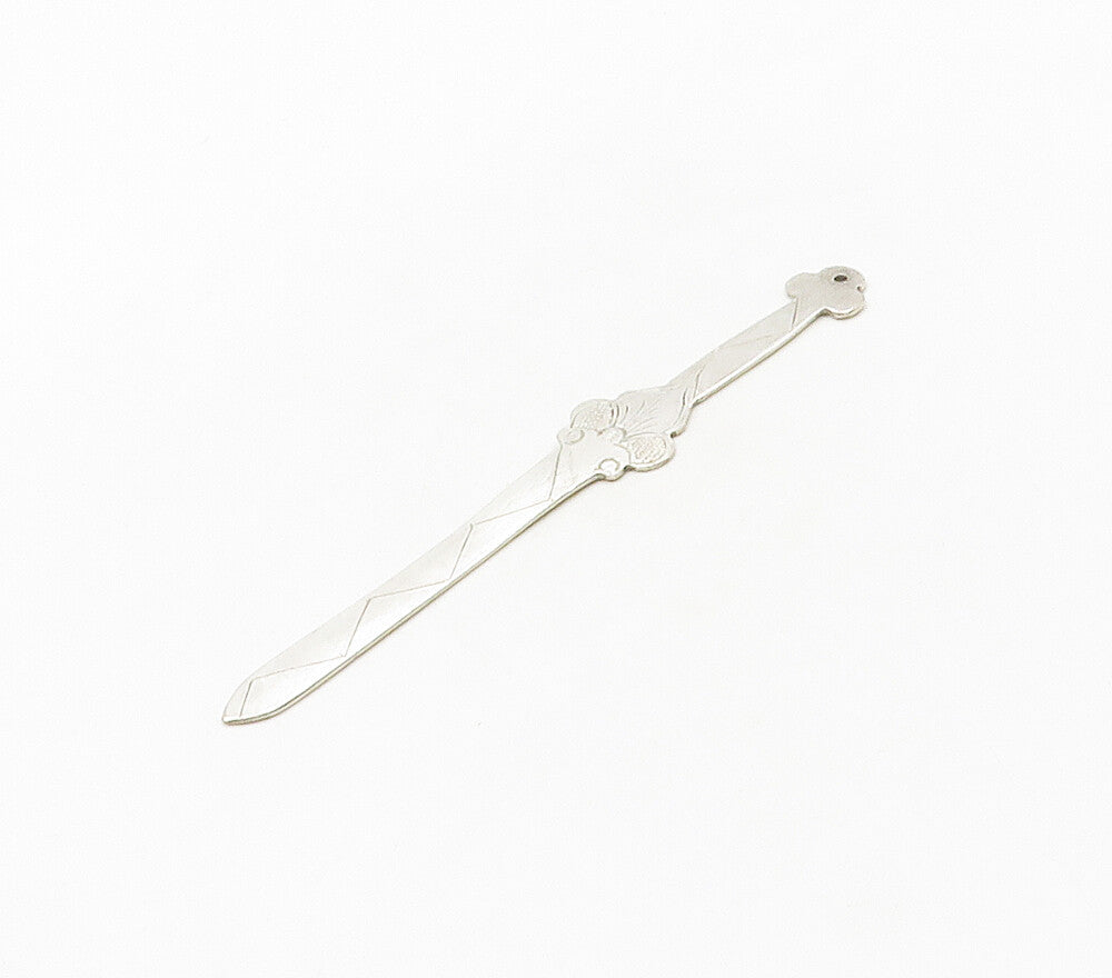 925 Sterling Silver  Vintage Floral Etched Detail Sword Motif Pendant  PT12844