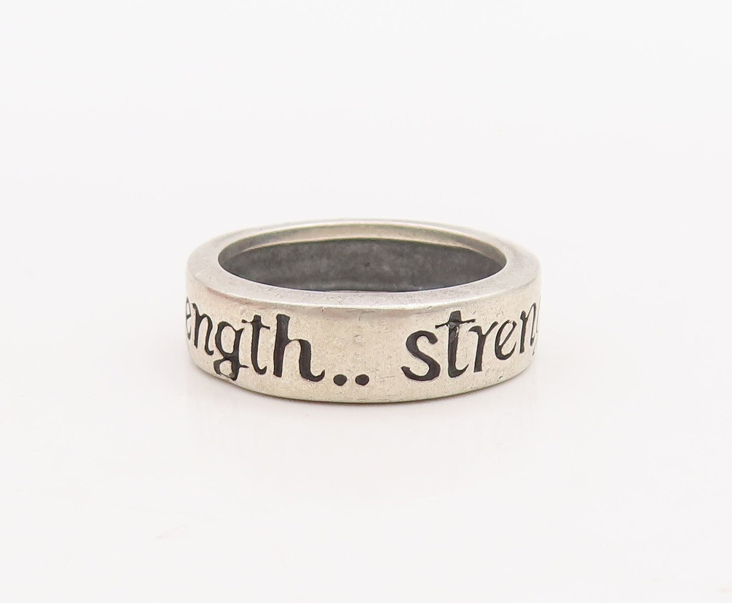 925 Sterling Silver Vintage Ring Minimalist Solid Etched Strength  Sz 6  RG28754