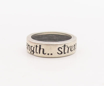 925 Sterling Silver Vintage Ring Minimalist Solid Etched Strength  Sz 6  RG28754