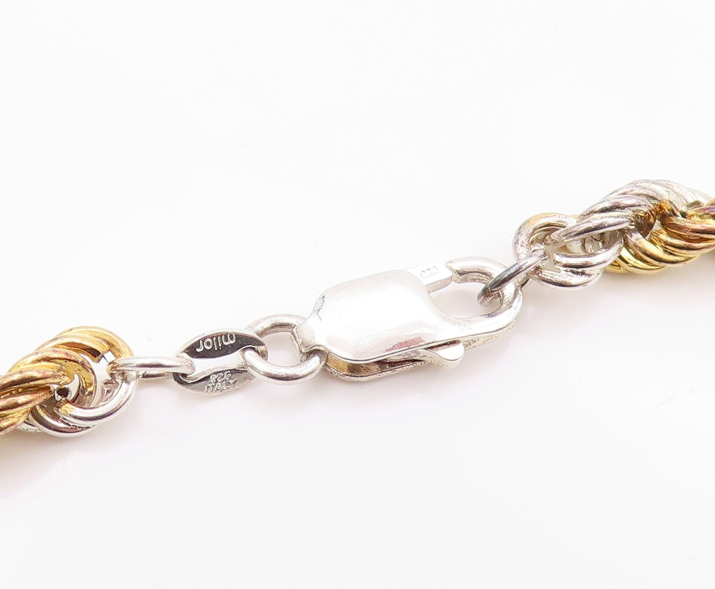 925 Sterling Silver Vintage Necklace Gold Plated Interwind Twisted Rope  NE4548